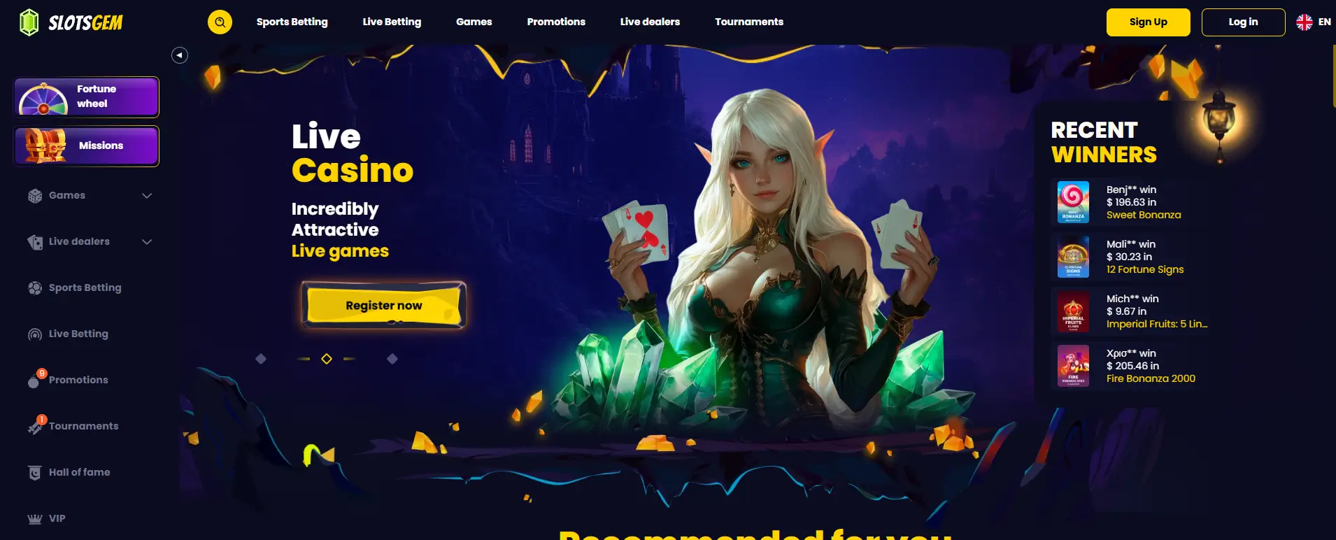 SlotsGem Casino screen